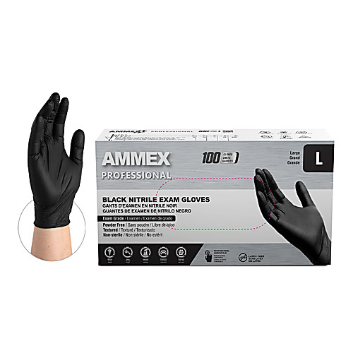 AMMEX Exam Grade Black Nitrile Gloves