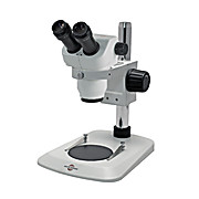 Stereo zoom trinocular microscope, boom stand, 110-240v