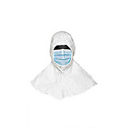 DuPont™ Tyvek® IsoClean®. Hood/Mask. Bound seams. Bound Head Opening. T 7" Wide Mask. White Hood and BlueFace Mask