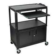 Extra Wide Adjustable Height Cart with Cabinet