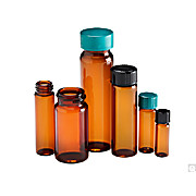 Amber Borosilicate Sample Vials with Green Thermoset F217 & PTFE Caps