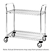 Metro MW Series Utility Cart with 2 Stainless Steel Wire Shelves, 18" x 24" x 38"