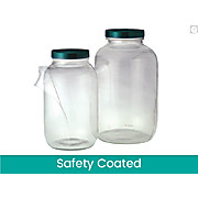 Safety Coated Clear Standard Wide Mouths with Polypropylene Unlined Caps