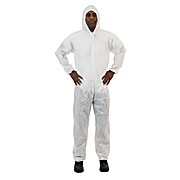 White SMS Coverall with Attached Hood