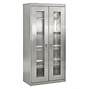 Cabinet, Sandusky Clear View Style, 36"W x 18"D x 72"H Stainless Steel Exterior and Interior, Glass Inset Door Panels, Adjustable Shelves, Weight 230lbs, Ships wrapped on a pallet, 1/EA
