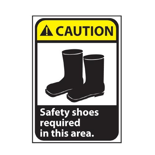 Safety Shoes Required Area Caution Sign