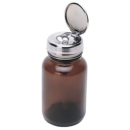 Download Round Amber Glass Bottle With One Touch Pump