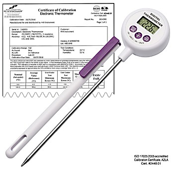 SP Bel-Art H-B DURAC Calibrated Electronic Thermometer - Stainless Steel Probe, -40°C To 232°C (-40°F To 450°F), 127mm (5") Probe