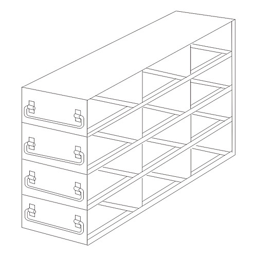 Regular Upright Freezer Drawer Racks with 2" White Freezer Boxes