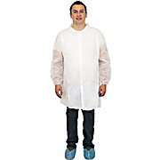 White Polypropylene Economy Lab Coats, No Pockets