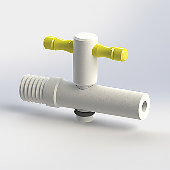 PTFE Stopcock Valve, 2-Way – 1/8" Female NPT & 1/4" Male NPT Ports, 0.11" Orifice, Virgin PTFE & PVDF Construction