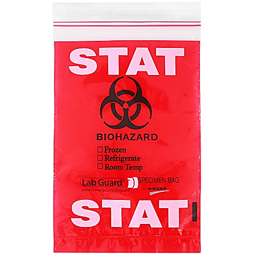 Lab Guard® Recloseable Specimen Bags, STAT