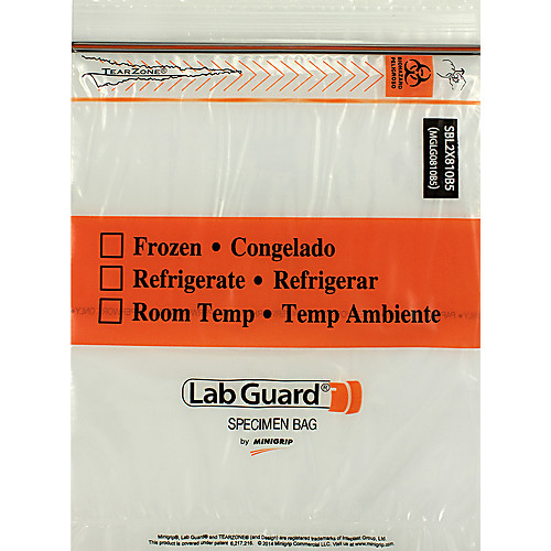 LAB GUARD® Recloseable Bio Specimen Bags